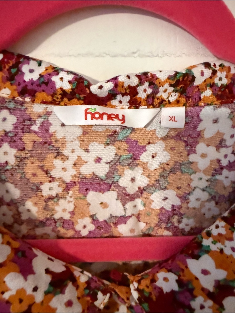 Honey Floral Button-Front Peplum Blouse - - Picture 3 of 5
